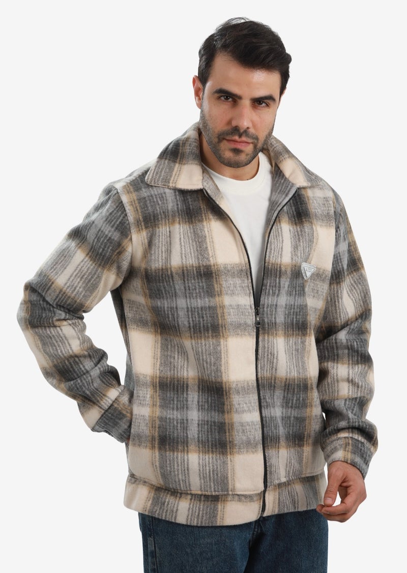 WHITE RABBIT Men’s Plaid Wool Blend Zip Jacket - Image 2